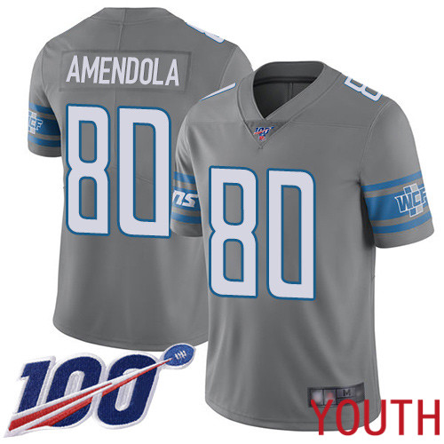 Detroit Lions Limited Steel Youth Danny Amendola Jersey NFL Football #80 100th Season Rush Vapor Untouchable->youth nfl jersey->Youth Jersey